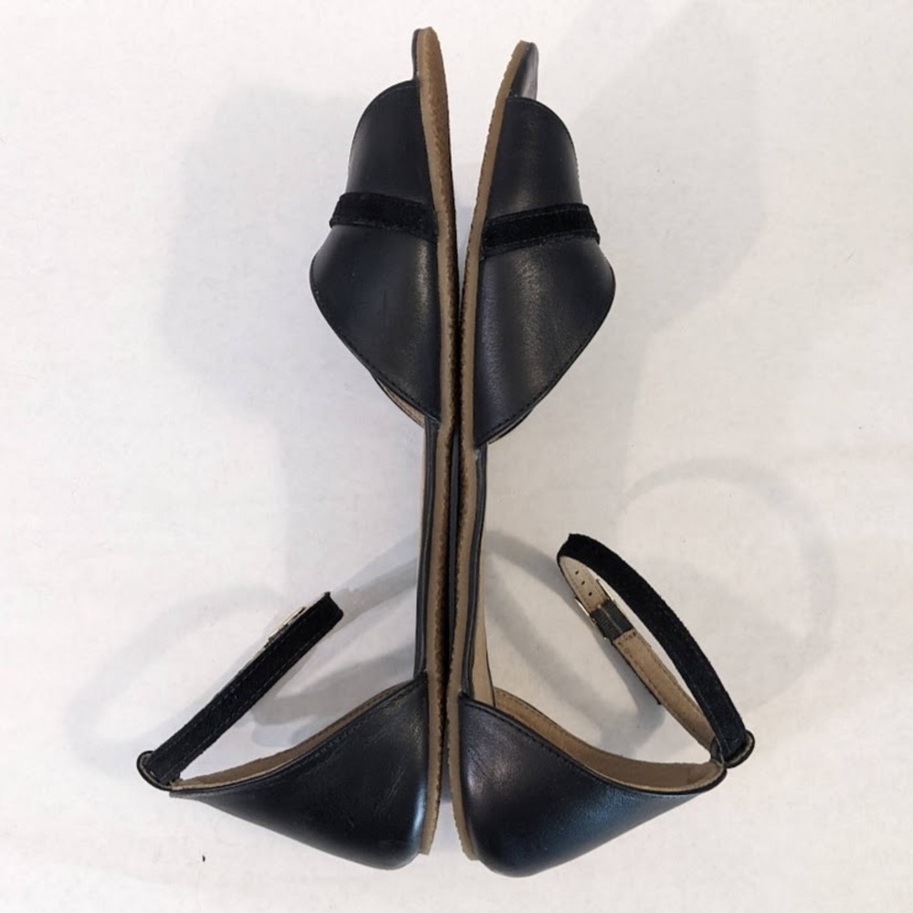 Shapen Poppy Black Leather Barefoot Sandals Women 42 Minimalist Ankle Strap Flat - Picture 6 of 13